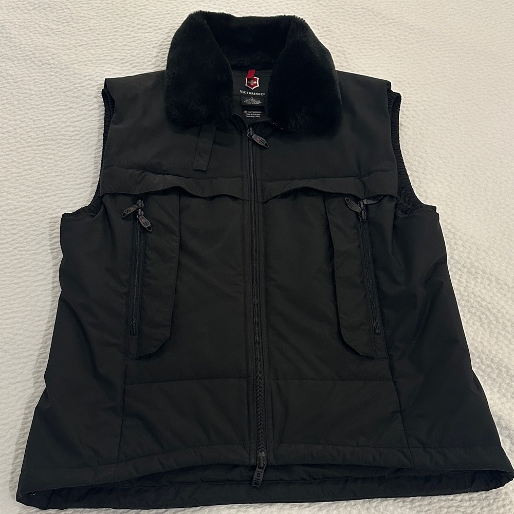 Black Vest with Faux Fur Collar